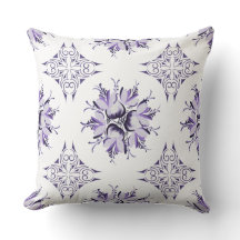 Lilac and Purple Inky Florals Throw Pillow