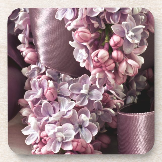 Lilac And Ribbon Curls Coaster (Front)