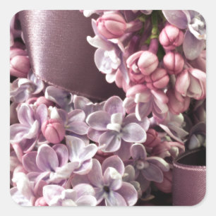 Lilac And Ribbon Curls Square Sticker