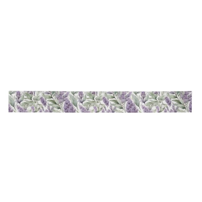 Lilac and Sage floral decoupage  Satin Ribbon (Front)