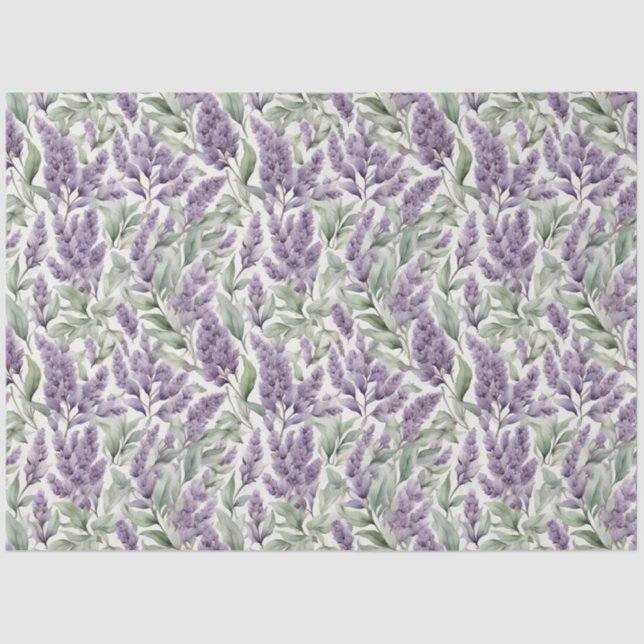 Lilac and Sage Floral Decoupage  Tissue Paper (Front)