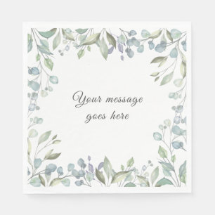 Lilac and Sage Green Floral Greenery Your Message Napkin