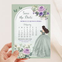 Lilac and Sage Green Quince Calendar Save the Date