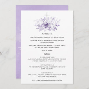 Lilac and Silver Floral Baptism or Christening Menu