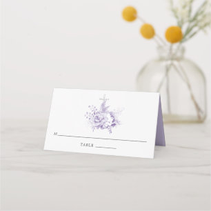 Lilac and Silver Floral Baptism or Christening Place Card