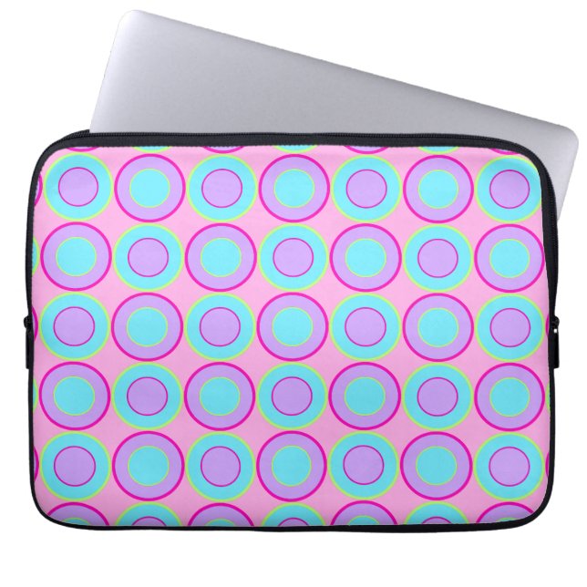 Lilac And Turquoise Doughnuts With Filling On Pink Laptop Sleeve (Front)