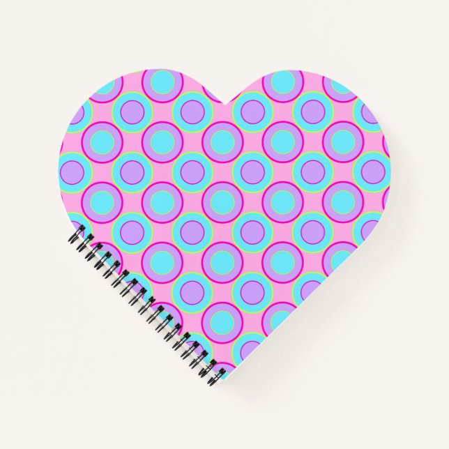Lilac And Turquoise Doughnuts With Filling On Pink Notebook (Front)