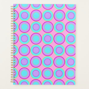 Lilac And Turquoise Doughnuts With Filling On Pink Planner