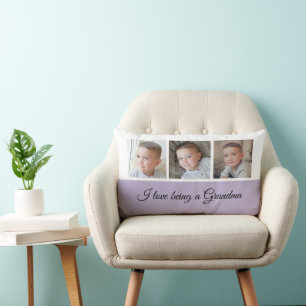 Lilac and white photo collage for Grandma Lumbar Cushion