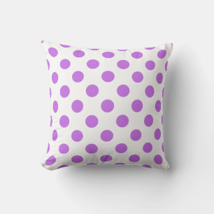 Lilac and white polka dots cushion
