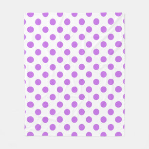 Lilac and white polka dots fleece blanket