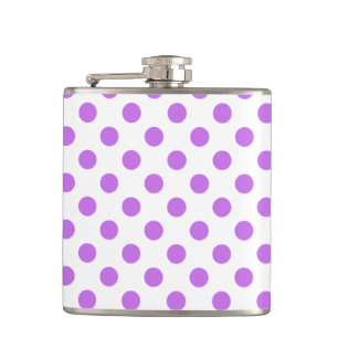 Lilac and white polka dots hip flask