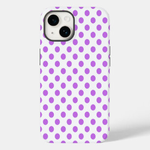 Lilac and white polka dots iPhone 14 case