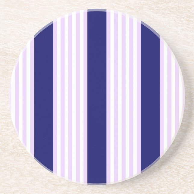 Lilac and white stripes pattern with navy blue coaster (Front)