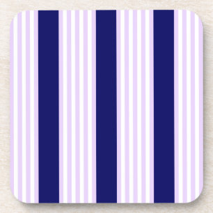 Lilac and white stripes pattern with navy blue coaster