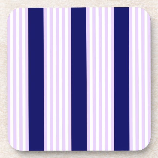 Lilac and white stripes pattern with navy blue coaster (Front)