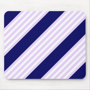Lilac and white stripes pattern with navy blue mouse pad