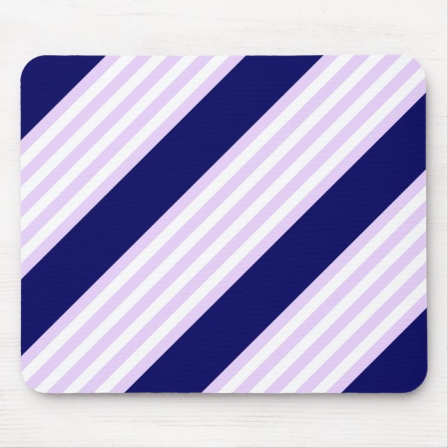 Lilac and white stripes pattern with navy blue mouse pad (Front)