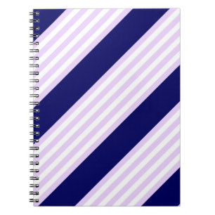 Lilac and white stripes pattern with navy blue notebook