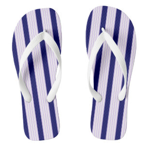 Lilac and white stripes pattern with navy blue thongs