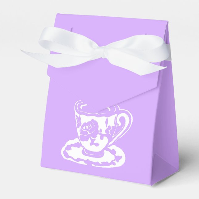 Lilac and White Teacup Tent Favour Boxes (Front Side)
