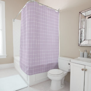 Lilac and White Windowpane Check Shower Curtain