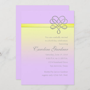Lilac and Yellow Embellished Ribbon Invitation