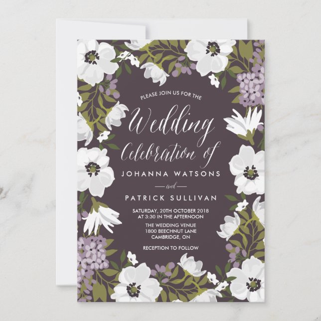 Lilac Anemone Blooms Wedding Invitation (Front)
