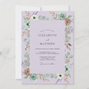Lilac Anemone Eucalyptus Wedding Invitation