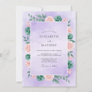 Lilac Apricot Petal Wedding Invitation