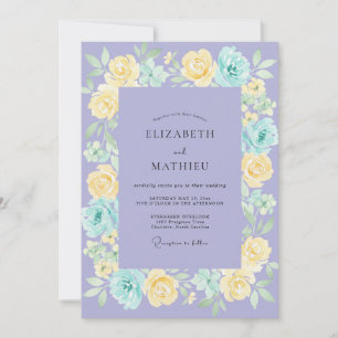 Lilac Aqua Peony Wedding Invitation