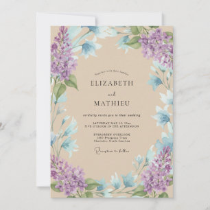 Lilac Aqua Watercolor Wedding Invitation