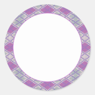 LILAC ARGYLE KNIT 1.5" Round Stickers