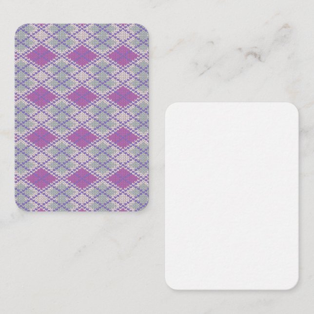 LILAC ARGYLE KNIT 3.5x2.5 Flat Card / Vertical (Front/Back)