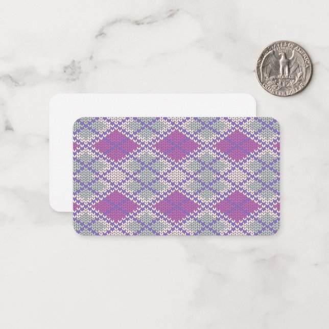 LILAC ARGYLE KNIT 3.5x2 Flat Card / Horizontal (Front/Back In Situ)