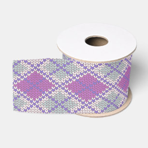 LILAC ARGYLE KNIT 3" Wide Grosgrain Ribbon