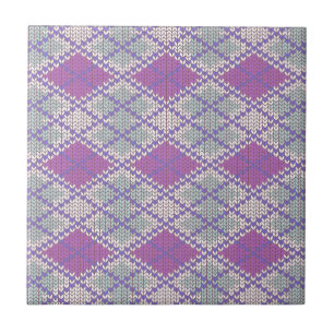 LILAC ARGYLE KNIT 4.25x4.25 Ceramic Tile