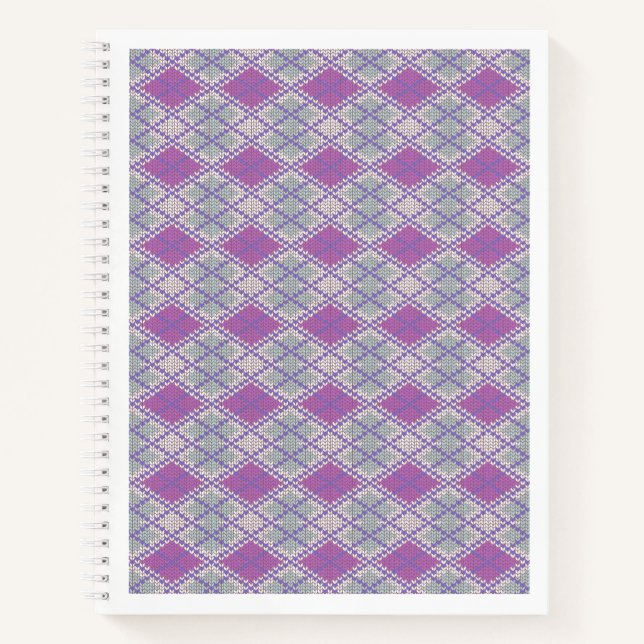 LILAC ARGYLE KNIT 8.5x11 Spiral Notebook (Front)