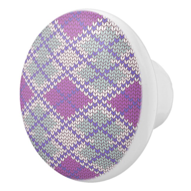 LILAC ARGYLE KNIT Ceramic Knob (Right)