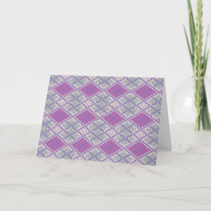 LILAC ARGYLE KNIT Greeting Card / Horizontal