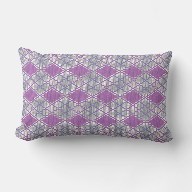 LILAC ARGYLE KNIT Lumbar Pillow (Front)