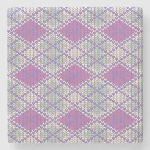LILAC ARGYLE KNIT Marble Stone Coaster