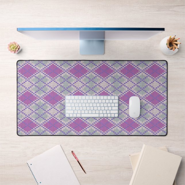 LILAC ARGYLE KNIT Office Studio Desk Mat  (Office 1)