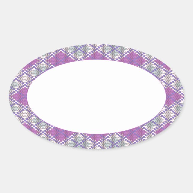 LILAC ARGYLE KNIT Oval Matte Stickers (Front)
