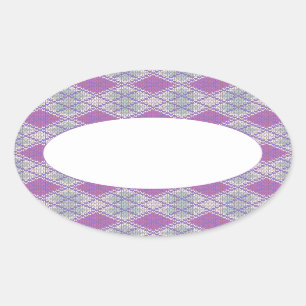 LILAC ARGYLE KNIT Oval Matte Stickers