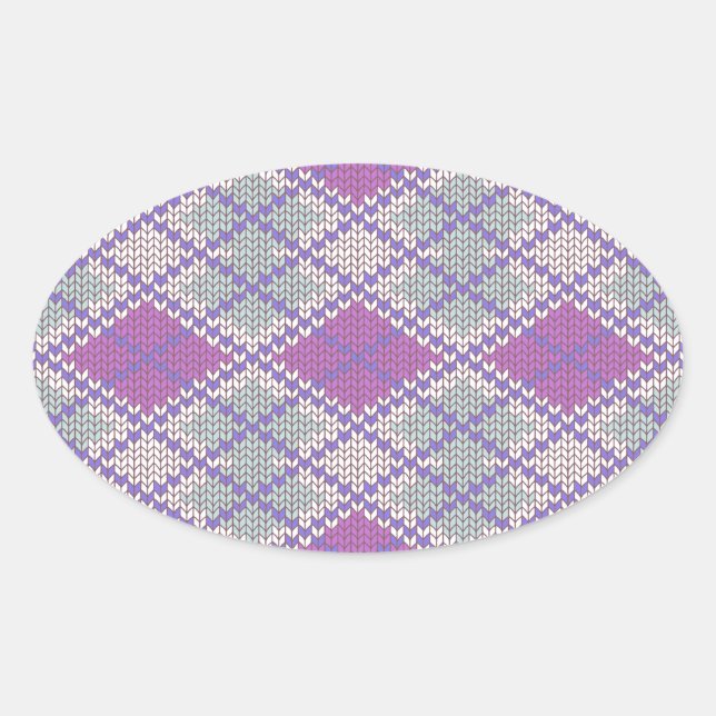 LILAC ARGYLE KNIT Oval Stickers (Front)