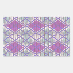 LILAC ARGYLE KNIT Rectangle Stickers