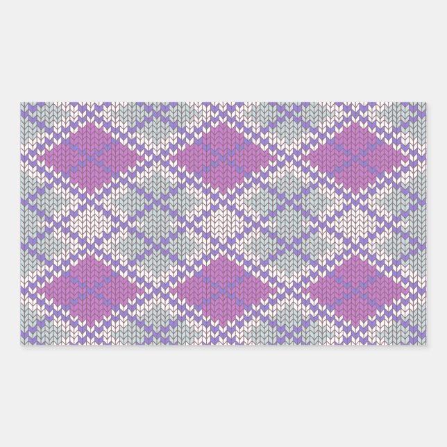 LILAC ARGYLE KNIT Rectangle Stickers (Front)
