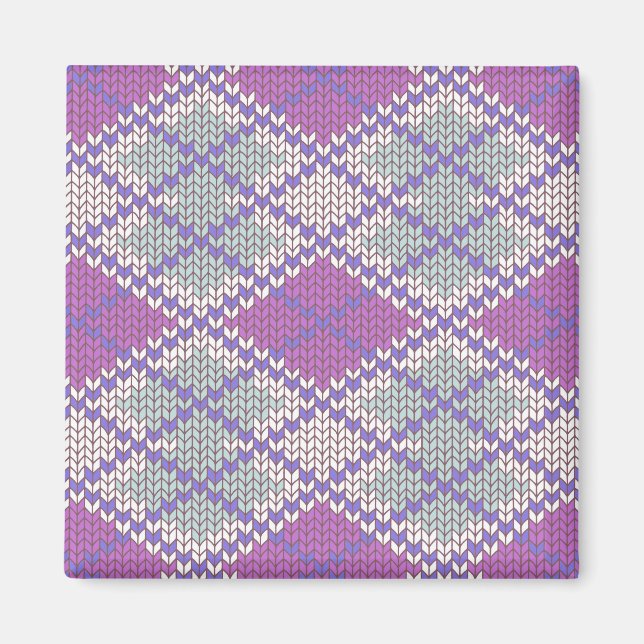 LILAC ARGYLE KNIT Square Magnet (Front)