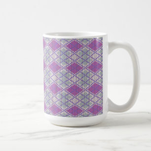 LILAC ARGYLE KNIT Tall White Mug